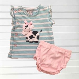 THREE SISTERS Cow Farm Animals Embroidered Appliqué Bloomer Set